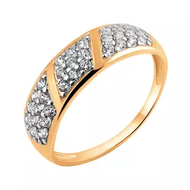 Кольцо из красного золота с фианитами 11-1539-11-01