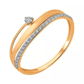 Кольцо из красного золота с фианитами 11-1969-11-01