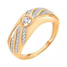 Кольцо из красного золота с фианитами 11-2140-11-01