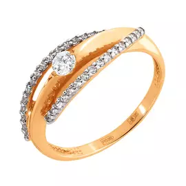 Кольцо из красного золота с фианитами 4082