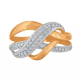 Кольцо из красного золота с фианитами 62962А