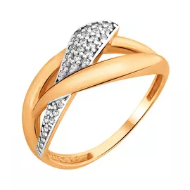 Кольцо из красного золота с фианитами 63187А