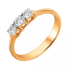 Кольцо из красного золота с фианитами 63203