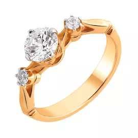 Кольцо из красного золота с фианитами 63208