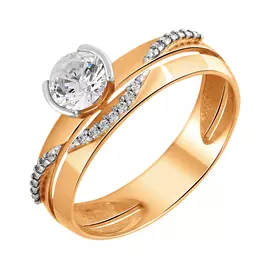 Кольцо из красного золота с фианитами 63547А