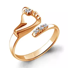Кольцо из красного золота с фианитами 63871А