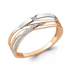 Кольцо из красного золота с фианитами 64381А.1