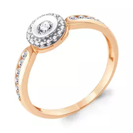 Кольцо из красного золота с фианитами 68139А