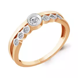 Кольцо из красного золота с фианитами 68141