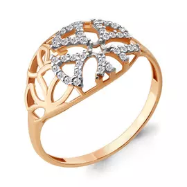 Кольцо из красного золота с фианитами 68153А