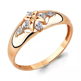 Кольцо из красного золота с фианитами 68281А