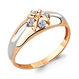 Кольцо из красного золота с фианитами 68285