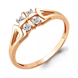 Кольцо из красного золота с фианитами 68316