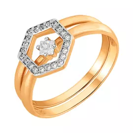 Кольцо из красного золота с фианитами 68322А.1