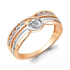 Кольцо из красного золота с фианитами 68337А