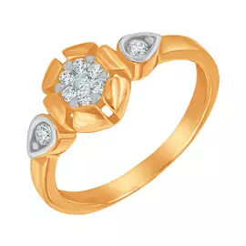 Кольцо из красного золота с фианитами 68589А.1