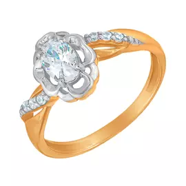 Кольцо из красного золота с фианитами 68648А.1