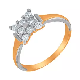 Кольцо из красного золота с фианитами 68688А.1