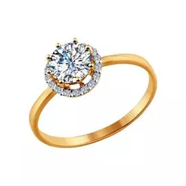 Кольцо из красного золота с фианитами 81010041