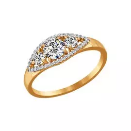 Кольцо из красного золота с фианитами 81010195