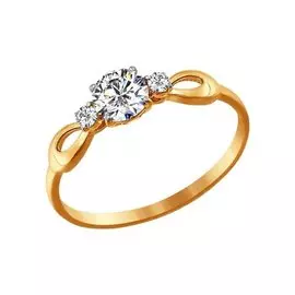 Кольцо из красного золота с фианитами 81010197