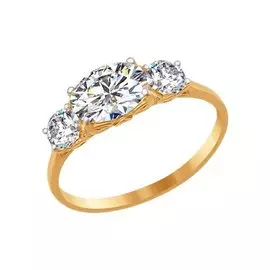 Кольцо из красного золота с фианитами 81010203