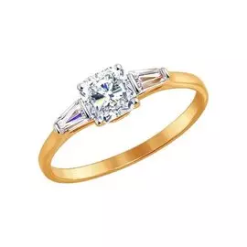 Кольцо из красного золота с фианитами 81010278