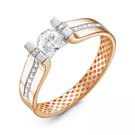 Кольцо из красного золота с фианитами дф110125