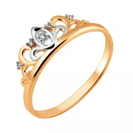 Кольцо из красного золота с фианитами с родированием 11-1203-10-01