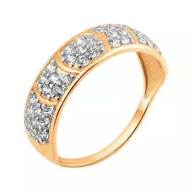 Кольцо из красного золота с фианитами с родированием 11-1585-11-01