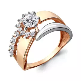 Кольцо из красного золота с фианитами swarovski 64827А.1