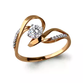 Кольцо из красного золота с фианитами swarovski 66393А