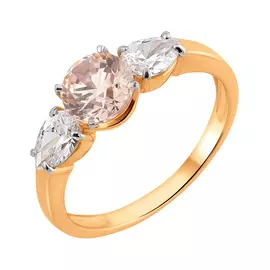 Кольцо из красного золота с фианитами swarovski с родированием 11-1856-11-61