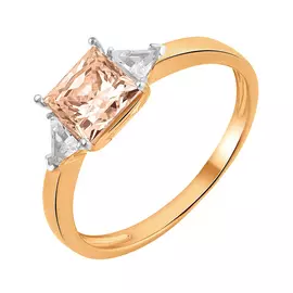 Кольцо из красного золота с фианитами swarovski с родированием 11-1865-11-61