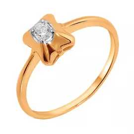 Кольцо из красного золота с фианитом 003551-1102