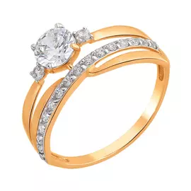 Кольцо из красного золота с фианитом 016918