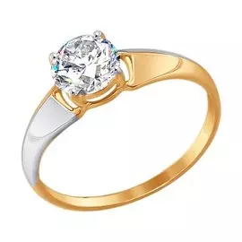 Кольцо из красного золота с фианитом 017397