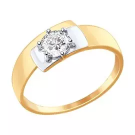 Кольцо из красного золота с фианитом 017412