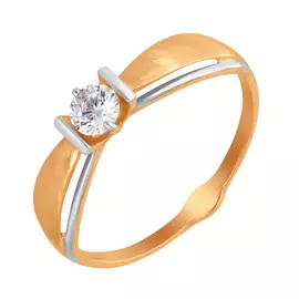 Кольцо из красного золота с фианитом 017818