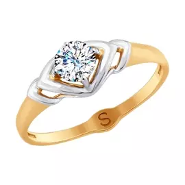 Кольцо из красного золота с фианитом 017911