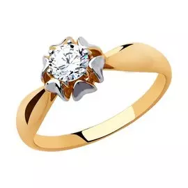 Кольцо из красного золота с фианитом 018293