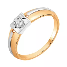 Кольцо из красного золота с фианитом 018358