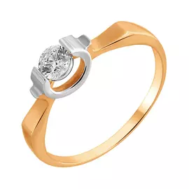 Кольцо из красного золота с фианитом 018394