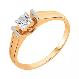 Кольцо из красного золота с фианитом 018555