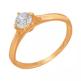 Кольцо из красного золота с фианитом 018592