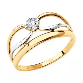 Кольцо из красного золота с фианитом 018723