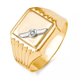 Кольцо из красного золота с фианитом 040133