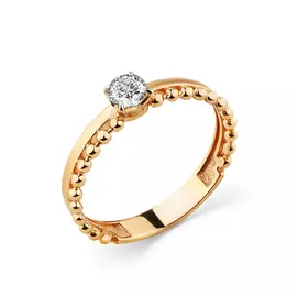 Кольцо из красного золота с фианитом 1000188