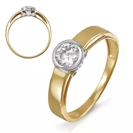 Кольцо из красного золота с фианитом 114465