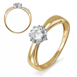 Кольцо из красного золота с фианитом 114473